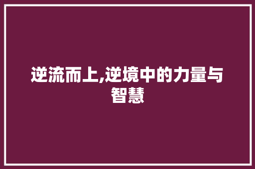 逆流而上,逆境中的力量与智慧