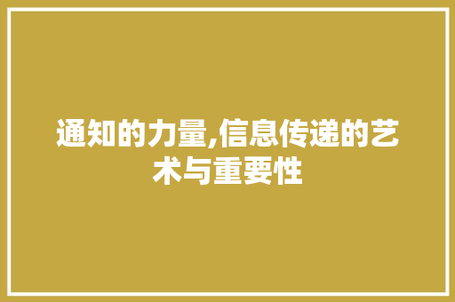 通知的力量,信息传递的艺术与重要性