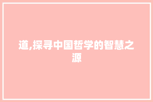 道,探寻中国哲学的智慧之源