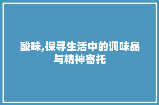 酸味,探寻生活中的调味品与精神寄托