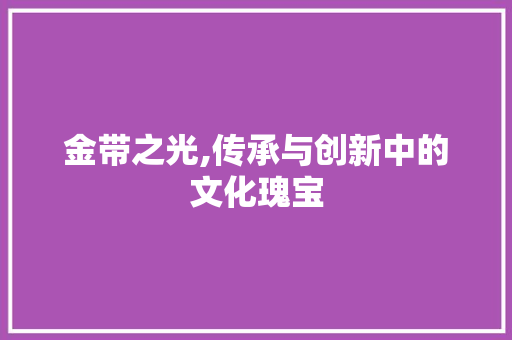 金带之光,传承与创新中的文化瑰宝