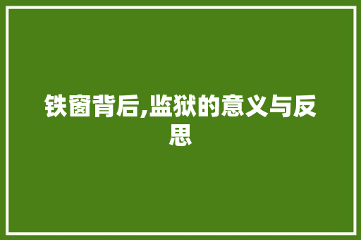 铁窗背后,监狱的意义与反思