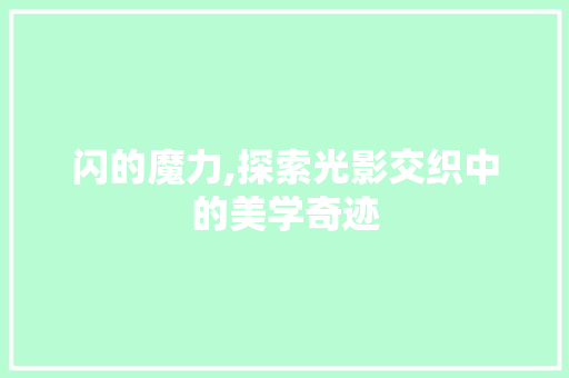 闪的魔力,探索光影交织中的美学奇迹