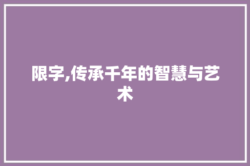 限字,传承千年的智慧与艺术