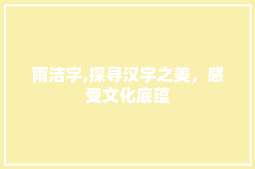 雨洁字,探寻汉字之美，感受文化底蕴