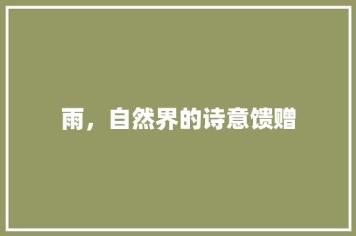 雨，自然界的诗意馈赠
