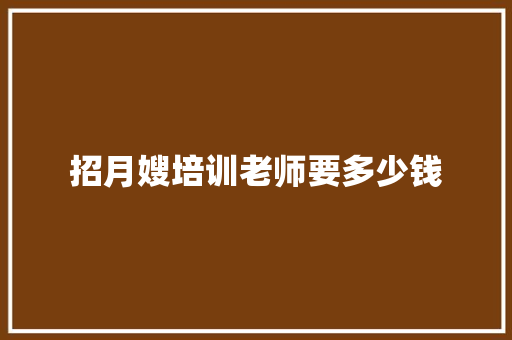 招月嫂培训老师要多少钱