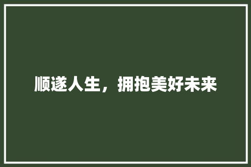顺遂人生，拥抱美好未来