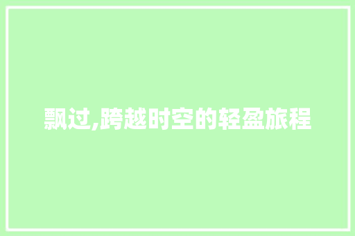 飘过,跨越时空的轻盈旅程