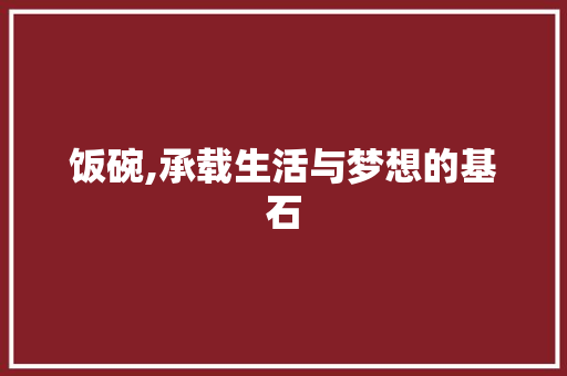 饭碗,承载生活与梦想的基石