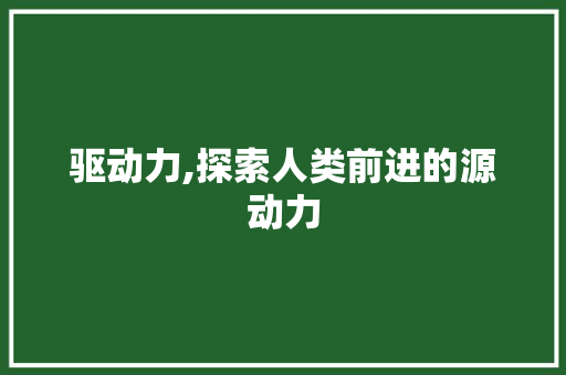 驱动力,探索人类前进的源动力