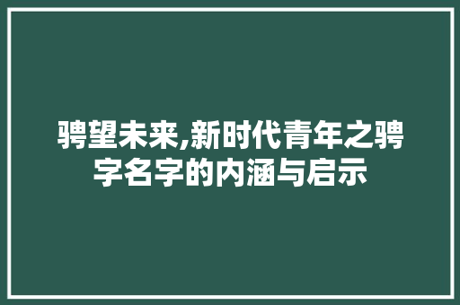 骋望未来,新时代青年之骋字名字的内涵与启示