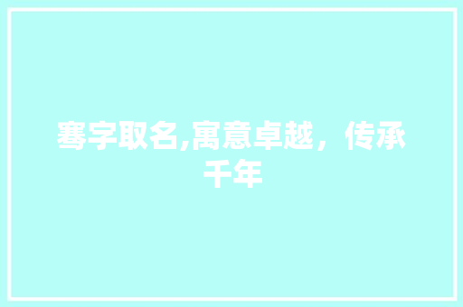 骞字取名,寓意卓越，传承千年