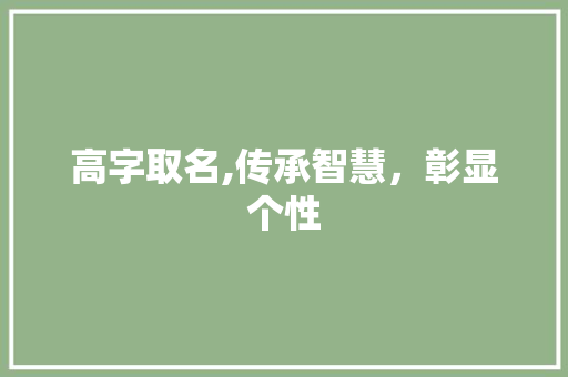 高字取名,传承智慧，彰显个性