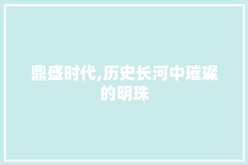 鼎盛时代,历史长河中璀璨的明珠