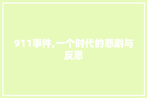 911事件,一个时代的悲剧与反思