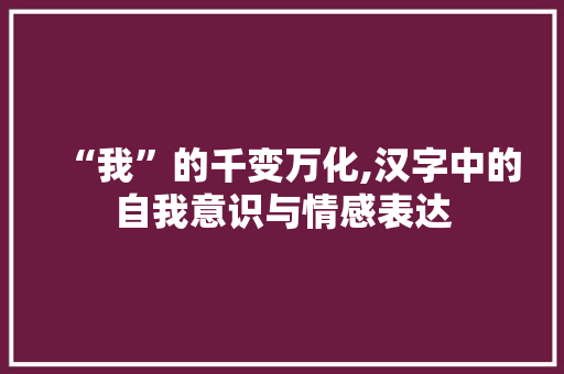 “我”的千变万化,汉字中的自我意识与情感表达