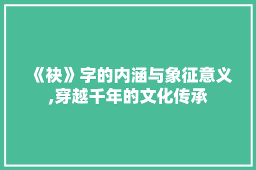 《袂》字的内涵与象征意义,穿越千年的文化传承