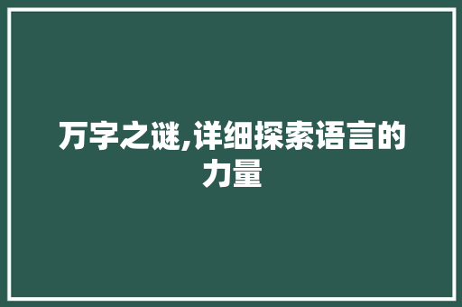 万字之谜,详细探索语言的力量