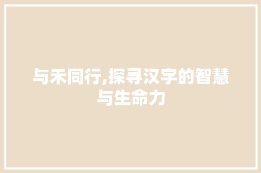 与禾同行,探寻汉字的智慧与生命力