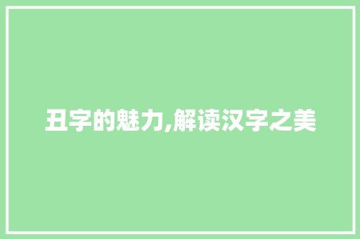 丑字的魅力,解读汉字之美