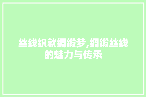 丝线织就绸缎梦,绸缎丝线的魅力与传承