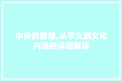 中央的智慧,从字义到文化内涵的详细解读