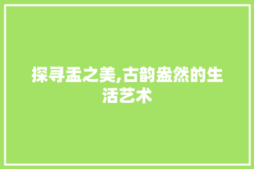 探寻盂之美,古韵盎然的生活艺术