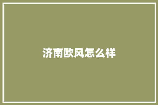 济南欧风怎么样