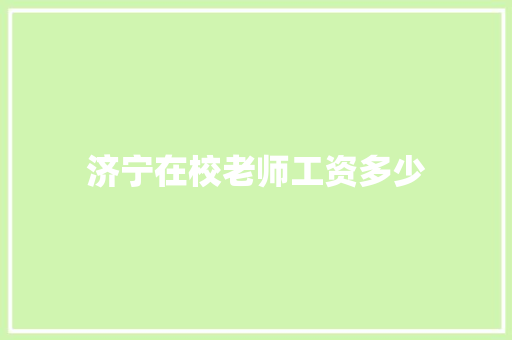 济宁在校老师工资多少
