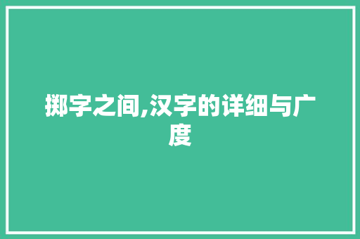 掷字之间,汉字的详细与广度