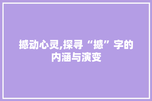 撼动心灵,探寻“撼”字的内涵与演变