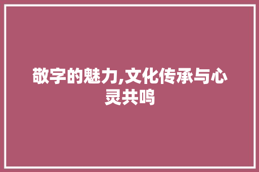 敬字的魅力,文化传承与心灵共鸣