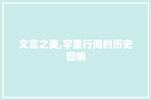 文言之美,字里行间的历史回响
