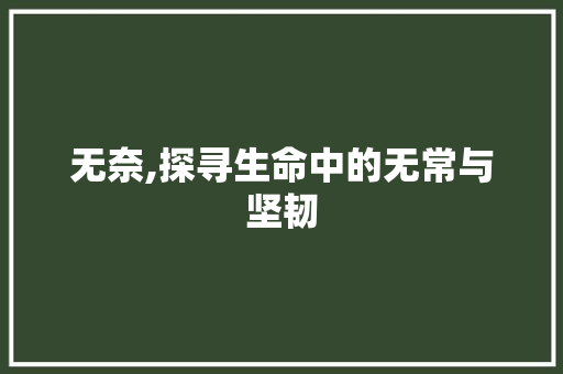 无奈,探寻生命中的无常与坚韧