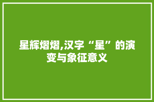 星辉熠熠,汉字“星”的演变与象征意义