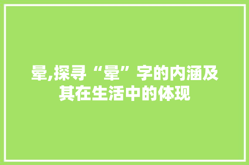 晕,探寻“晕”字的内涵及其在生活中的体现