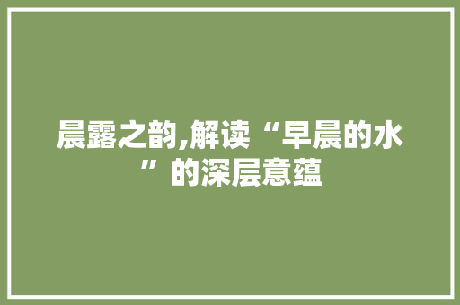 晨露之韵,解读“早晨的水”的深层意蕴