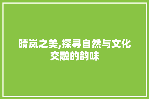 晴岚之美,探寻自然与文化交融的韵味