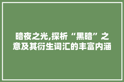 暗夜之光,探析“黑暗”之意及其衍生词汇的丰富内涵