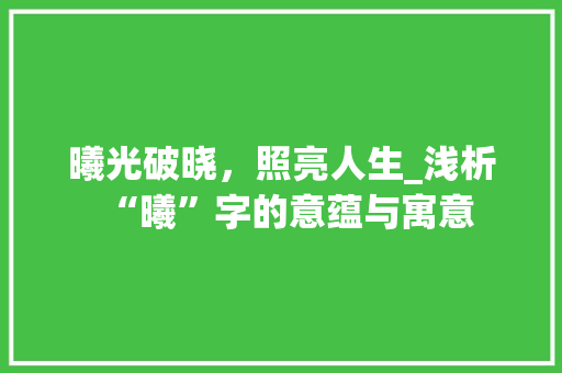 曦光破晓，照亮人生_浅析“曦”字的意蕴与寓意