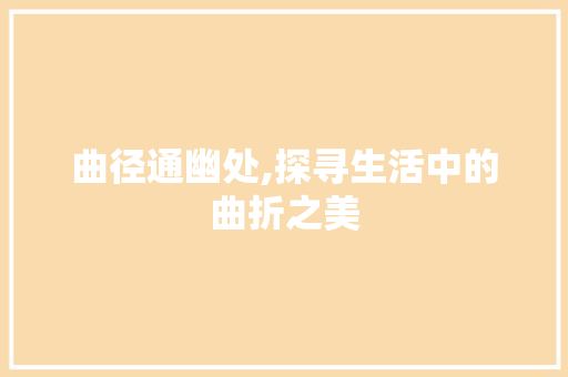 曲径通幽处,探寻生活中的曲折之美