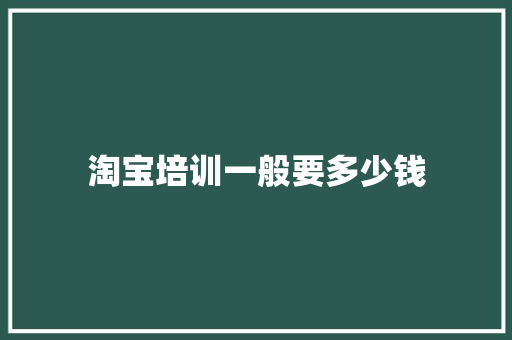淘宝培训一般要多少钱