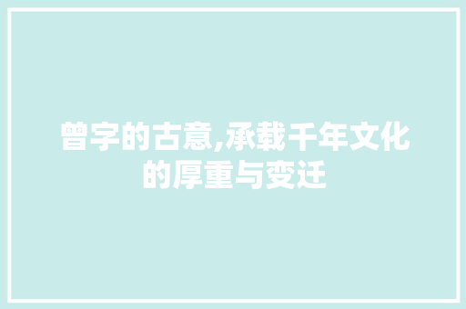 曾字的古意,承载千年文化的厚重与变迁