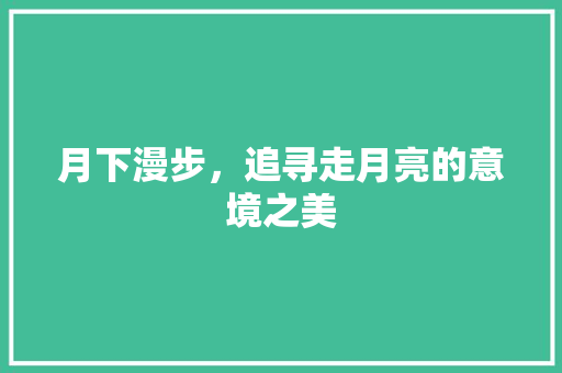 月下漫步，追寻走月亮的意境之美