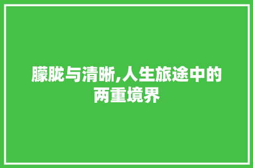 朦胧与清晰,人生旅途中的两重境界