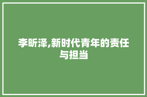 李昕泽,新时代青年的责任与担当