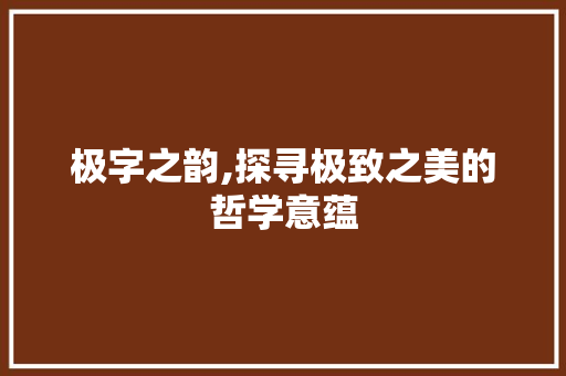 极字之韵,探寻极致之美的哲学意蕴