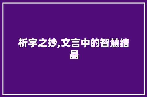 析字之妙,文言中的智慧结晶