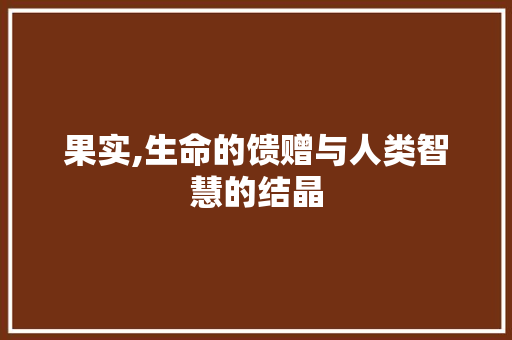果实,生命的馈赠与人类智慧的结晶